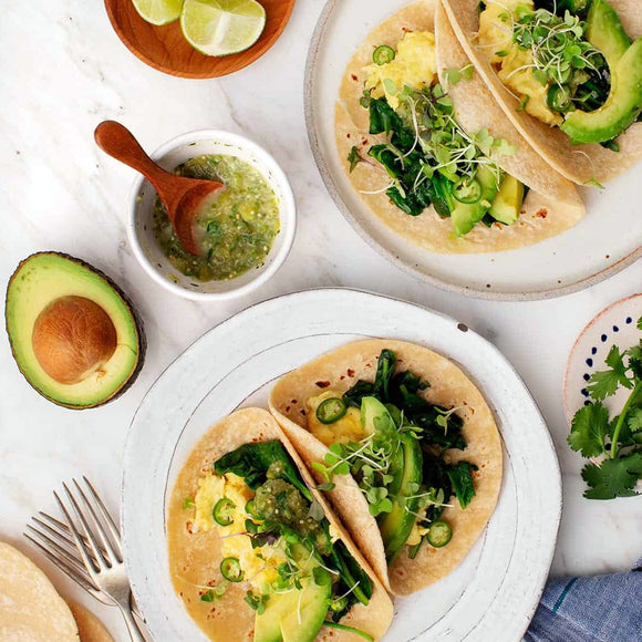 Avocado Tomatillo Breakfast Tacos